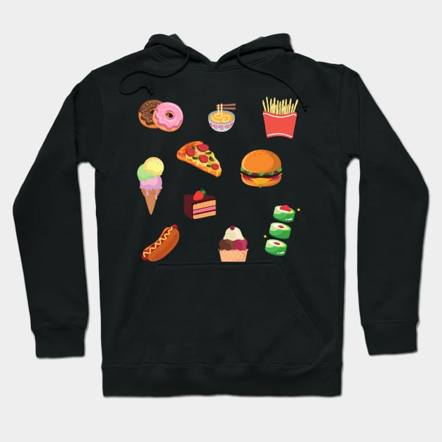 Fun Food Sticker Pack Hoodie by Tee's Tees